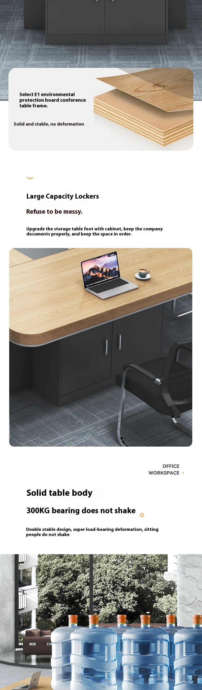 Modern Office Furniture Wood Panel Desk Set & Conference Room Boardroom Meeting Table with Chairs