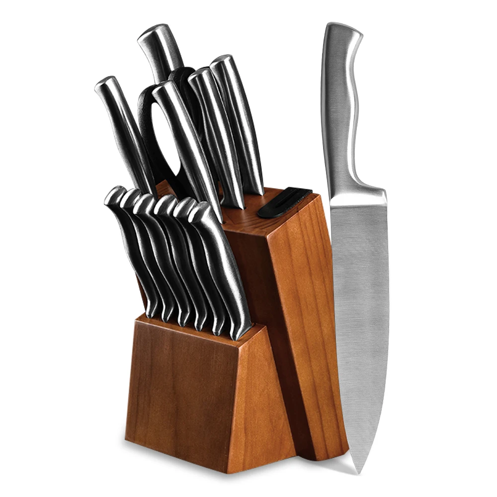 Professional Self Sharpening Wooden Block German Stainless Steel Chef