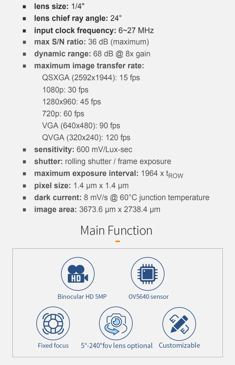 DGZX OV5640 5MP High-definition Binocular Dvp Camera Module Supports ESP32 STM32 MicrocontrollerCamera Module插图2
