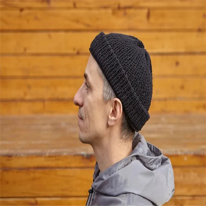 Topi Rajut Katun Hitam Nelayan Buatan 