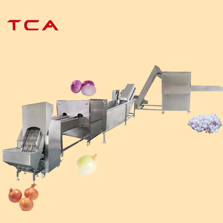 Automatic Onion Processing Line for Root Cutting and Peeling