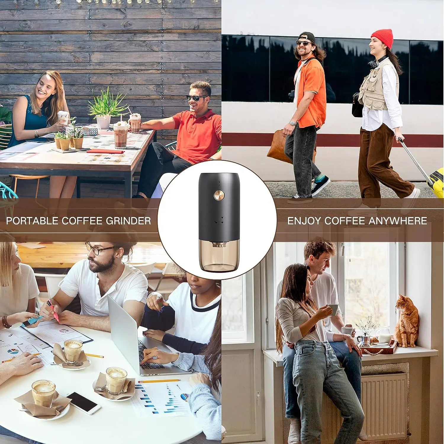 RealPero Electric Coffee Grinder, Portable Coffee Bean Grinder Upgraded Stainless Steel Conical Burr with Adjustable Setting Fine to Coarse,Faster Gri RealPero Electric Coffee Grinder, Portable Coffee Bean Grinder Upgraded  Stainless Steel Conical Burr