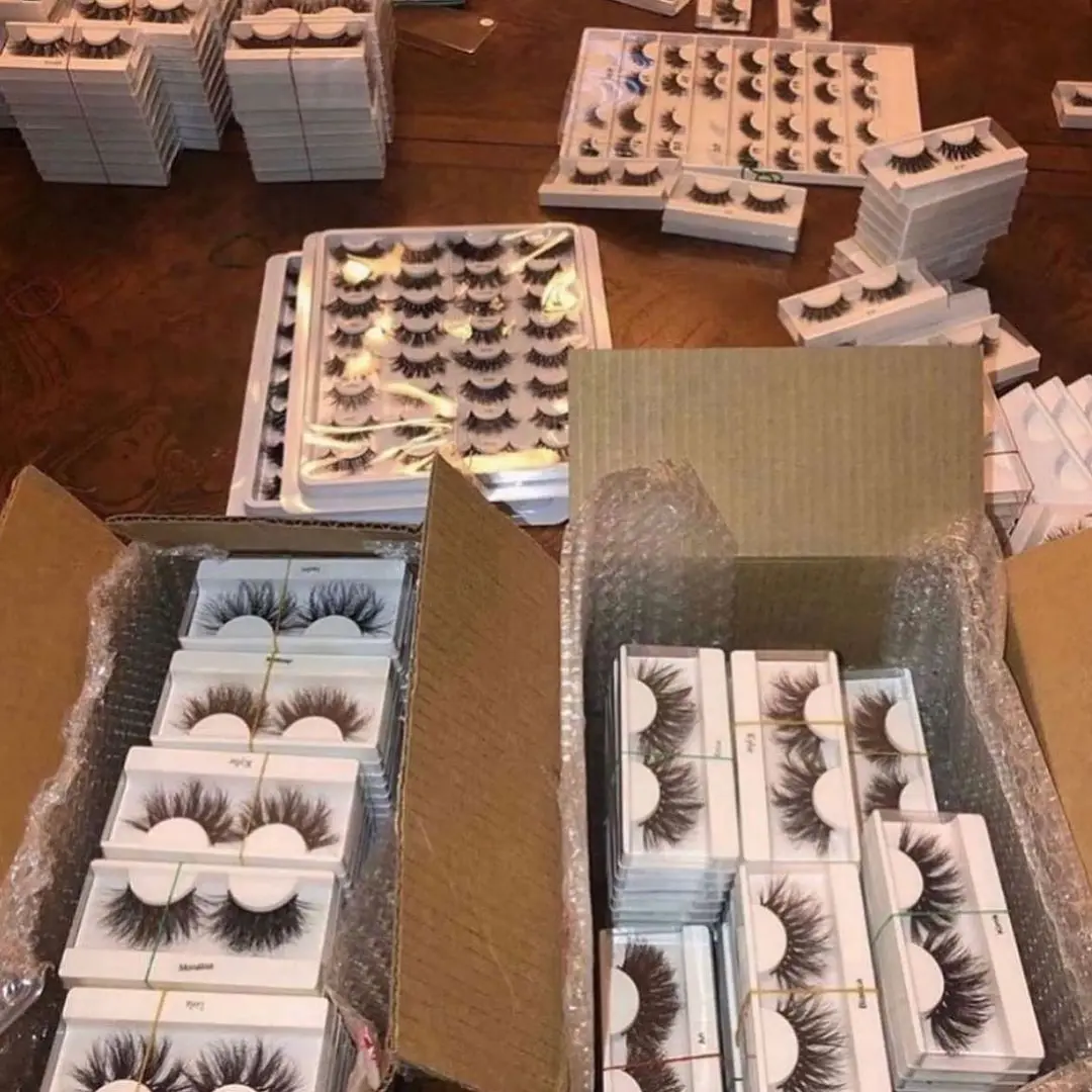 false eyelashes & tools 3d faux mink 10mm C D curl volume strip lashes with tray russian strip eyelashes