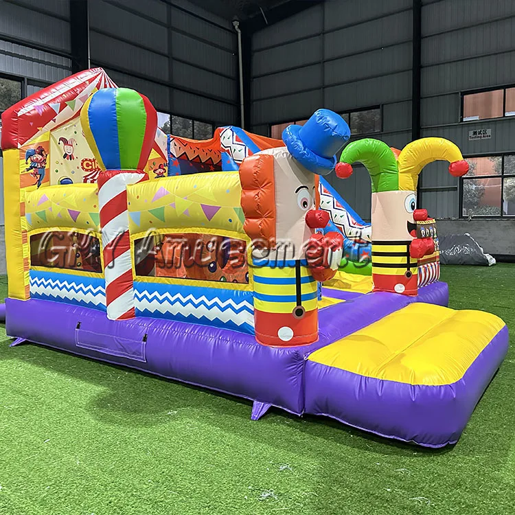 Cheap Inflatable Carnival Circus Clown Theme Carnival Games Jumping Bounce House With Slide Inflatable Combo for Party Rental