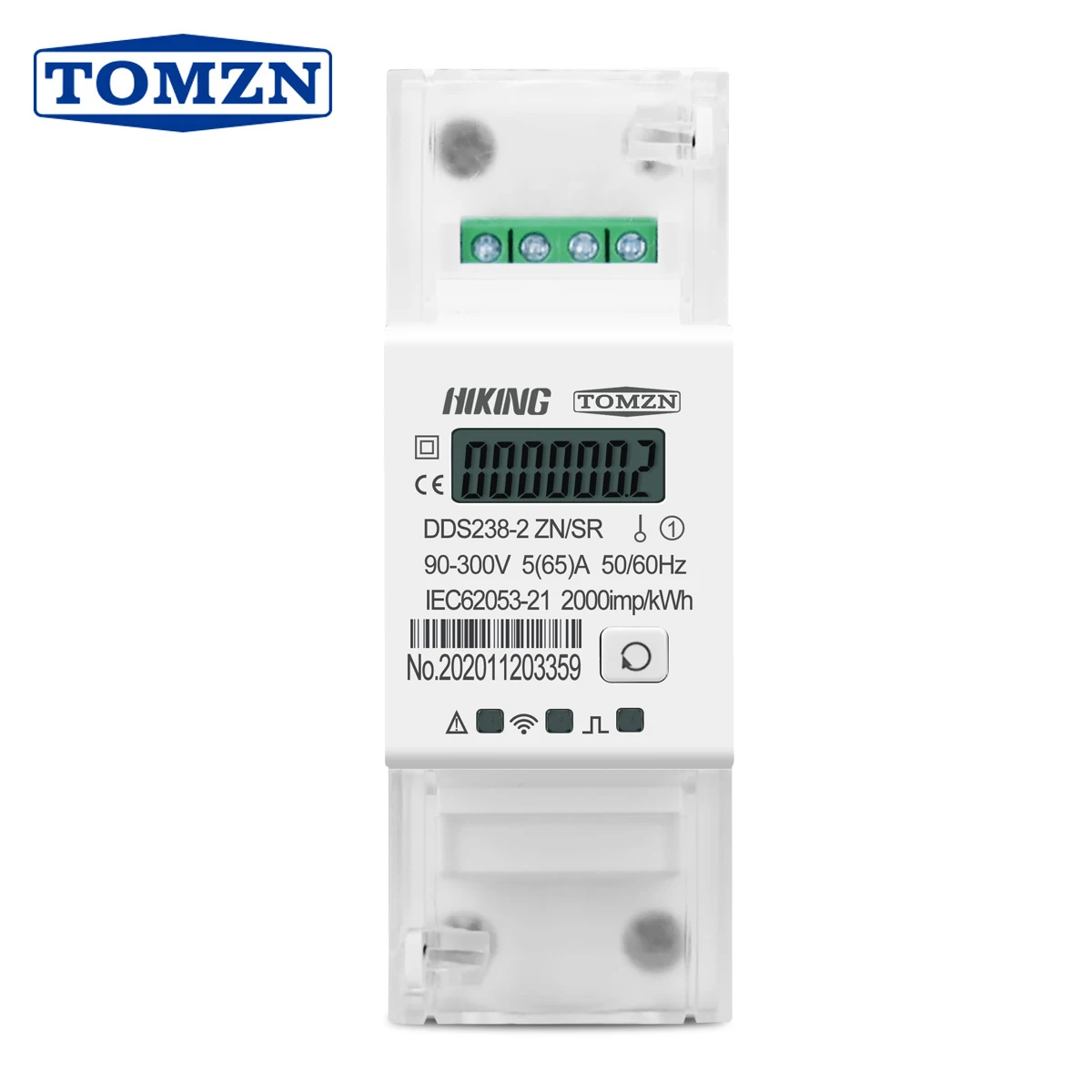 Din Rail Single Phase Multi Function Energy Meter 90-300V Kwh MODBUS-RUT Watt Hour Meter Remote Control ON/OFF by Rs485 65A
