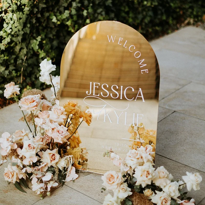 Panneau De Bienvenue De Mariage Blanc Et Doré Personnalisable En Prénuptiale Décoration