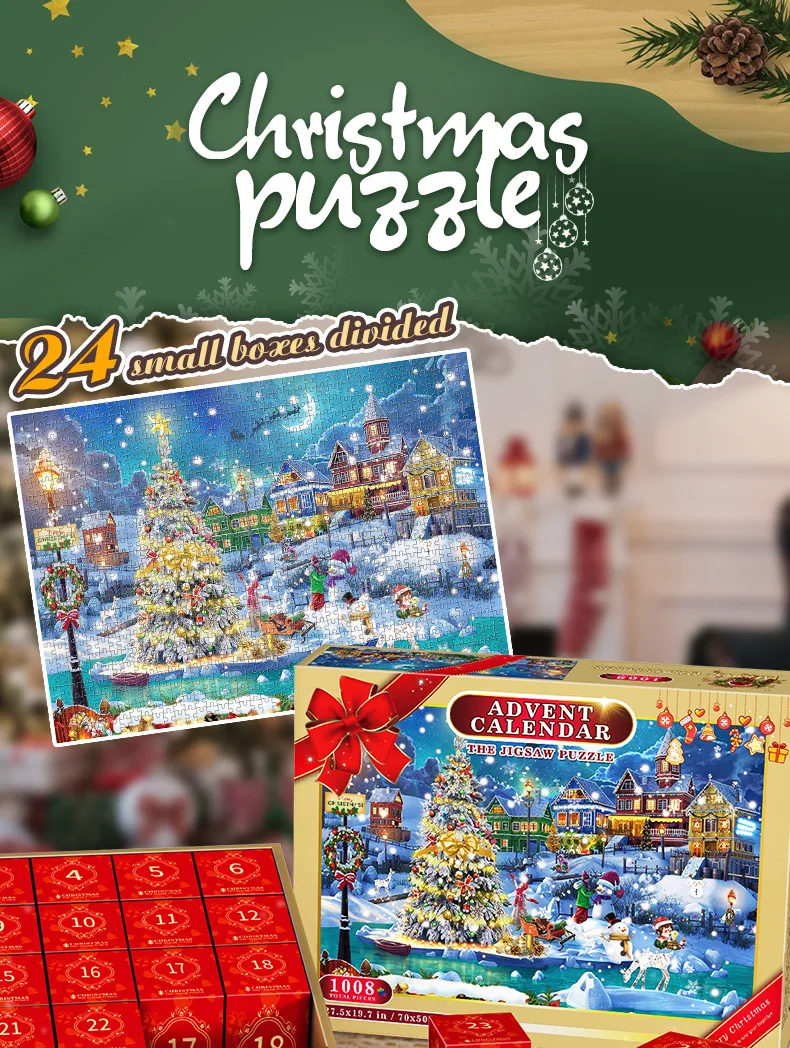 1008pcs Puzzle Christmas Advent Calendar Box Educational Toy 24 Days