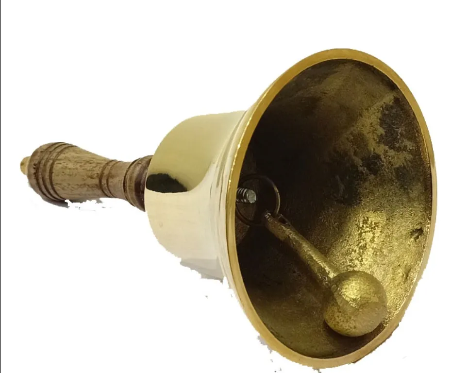 229.ハンドベル 金属製 木製ハンドル 戦前の尋常小学校当時のカウベル 極小品 ハンドベル伝統的なスタイル学校/レセプション/ディナーハンドベル木製