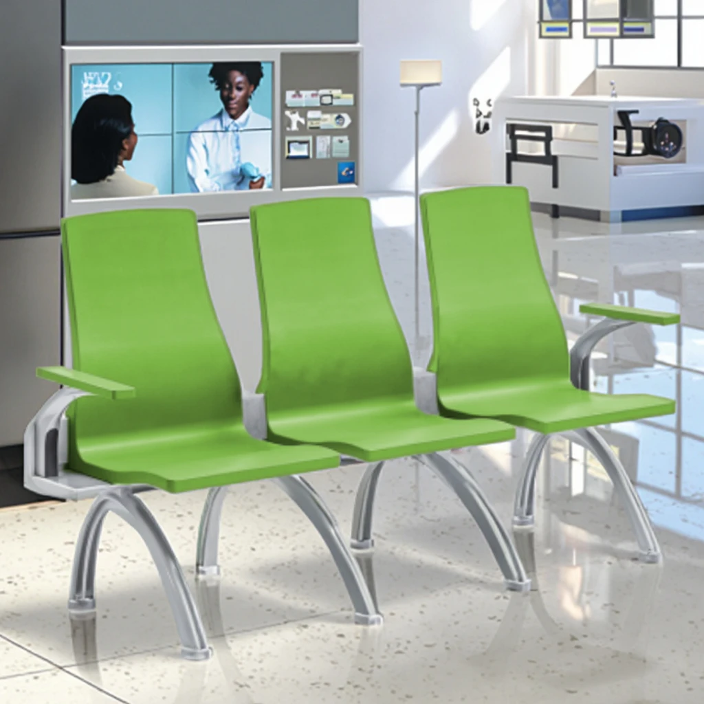Customizable Color Modern PU Monoblock Hospital Chairs with Ergonomic Shaped Steel Beam 2