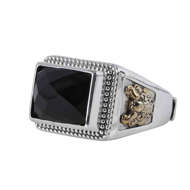 Geometric Punk Style S925 Sterling Silver Ring Watch With Agate