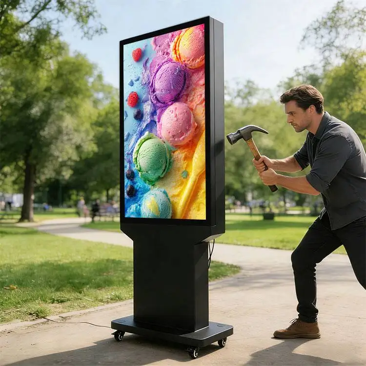 Outside information kiosk in public space