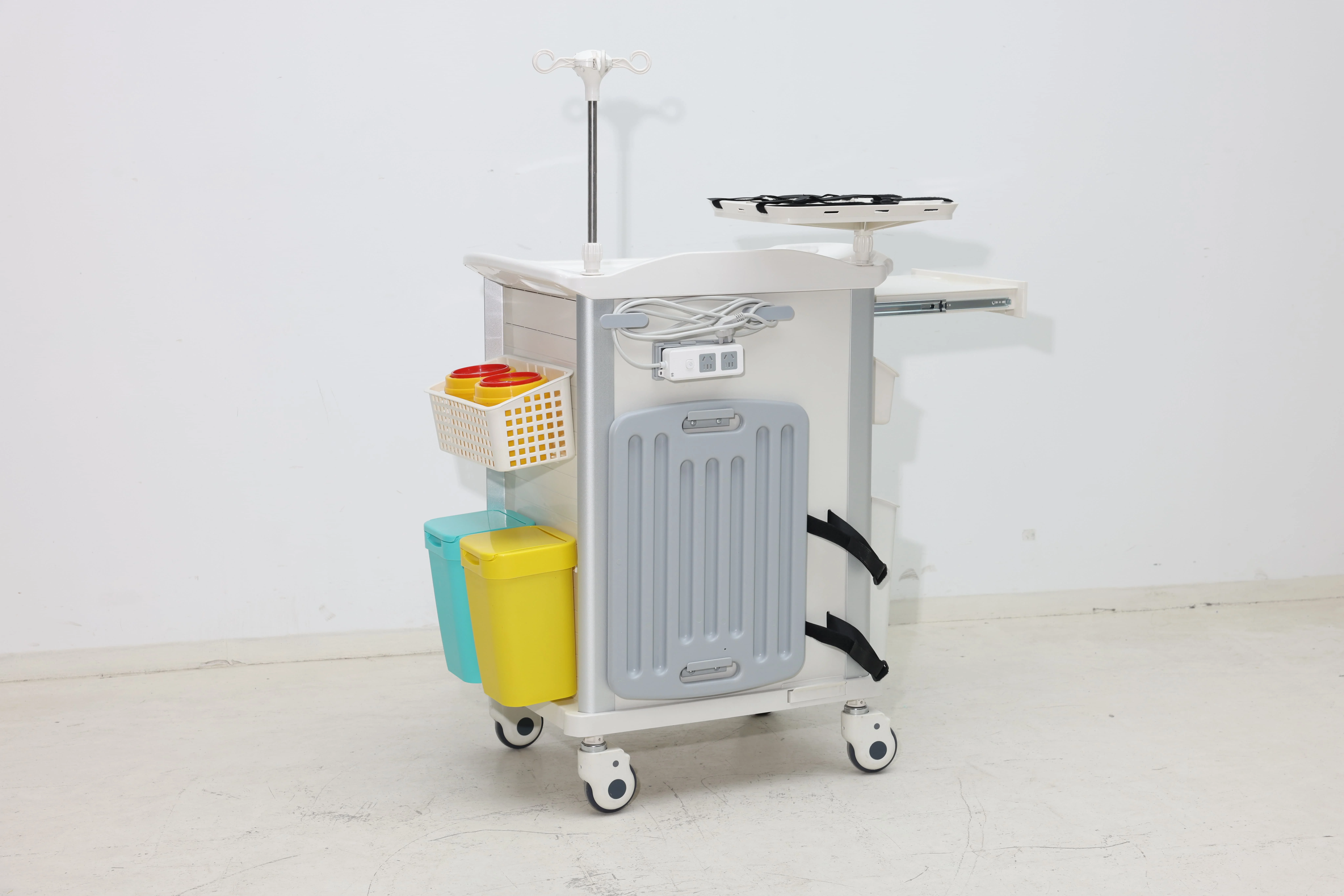 Medical Transport ABS Hospital Safety-Rounded Corners Lower Work Height Removable Supply Boxes Convertible IV Pole Patient Ward 6
