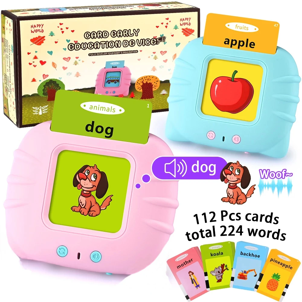 Kids Electronic Cognitive Cards Talking Flash Cards Audio Books Flashcards for Learn English Words Study Toys Game