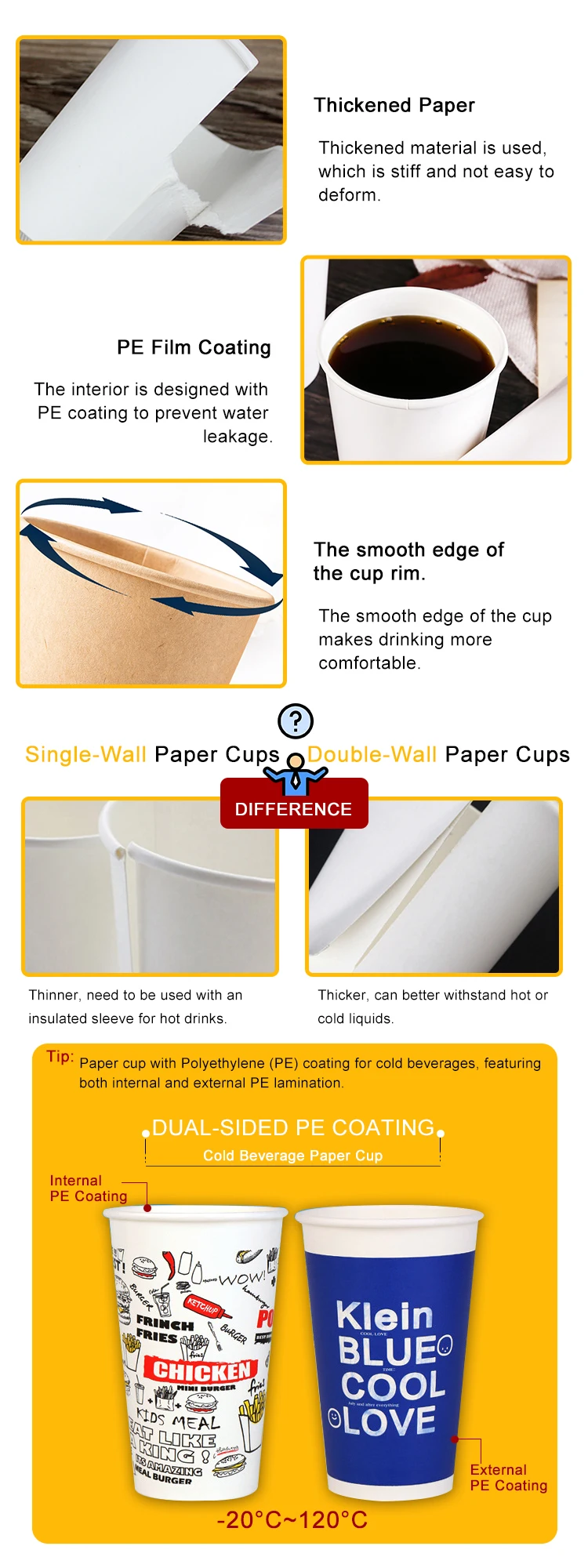 8oz 16oz 20oz Biodegradable Custom Take Out PE Coated Double Ripple Wall Paper Milk Tea Cups Paper Sauce Coffee Cup With Logo manufacture