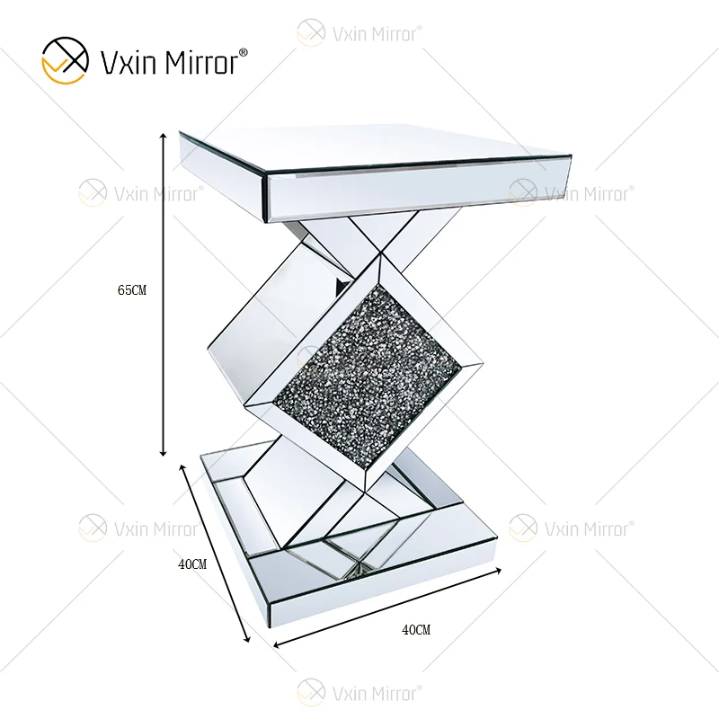 Оптовая продажа WXF-115 изготовленные на заказ современные зеркальные приставной столик для гостиной мебеля Серебряная home decor роскошный зеркальный приставной столик
