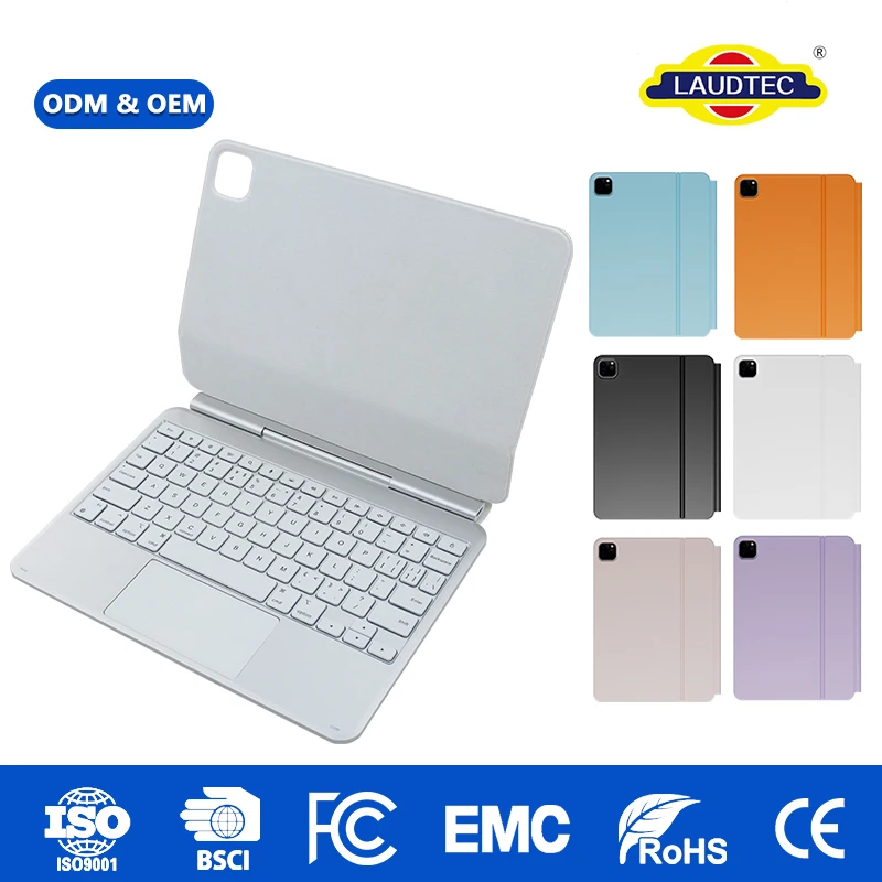 Teclado magnético ultrafino con eje plano anodizado mecanizado por CNC, diseño personalizado OEM, retroiluminación RGB y teclas con mecanismo de tijera, compatible con Apple iPad Pro de 13 pulgadas