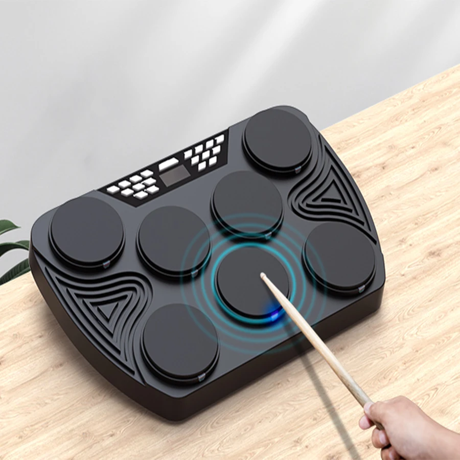 Konix Velocity-sensitive Drum Kit Built-in Speaker Rechargeable With 30 Demo Songs 16 Tones Electronic Drum Set for Children Toy