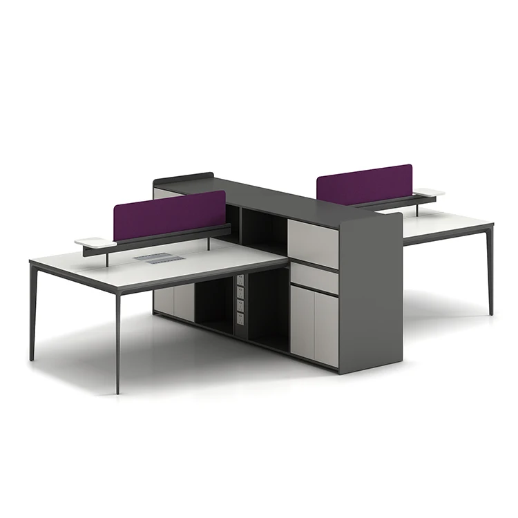 Modern 4-person Workstation Desk Modular And Extendable Wood-furnished ...
