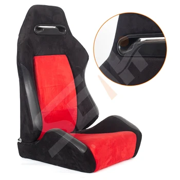 WZSEAHI  Universal Sport Bucket Racing Seats With Slide Rails Red Adjustable Racing Seats