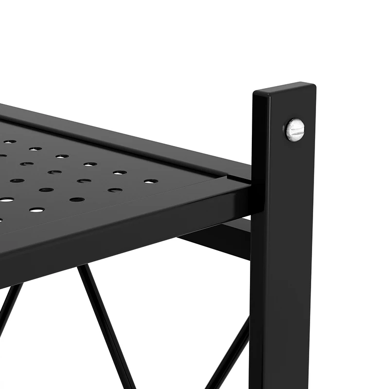Home Kitchen Metal Folding Storage Shelf Racks with Universal Wheels 2-tire Estantes Foldable Folding Removable Shelves
