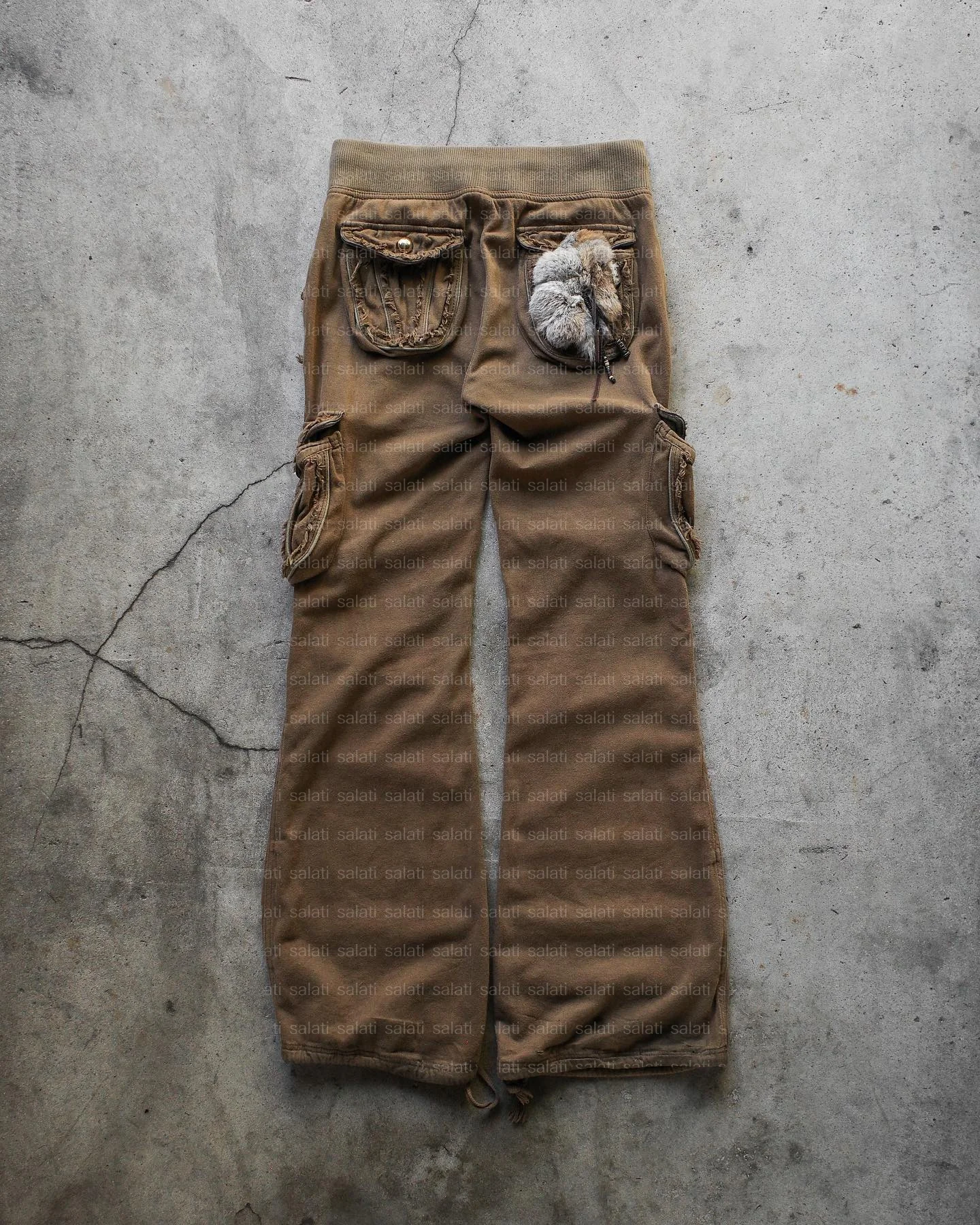 Custom Straight Leg 3D Fur Pockets Nylon Cotton French Terry Baggy Fleece Sweat Trousers Jogger Flared Sweatpants Cargo Pant Men gallery 2