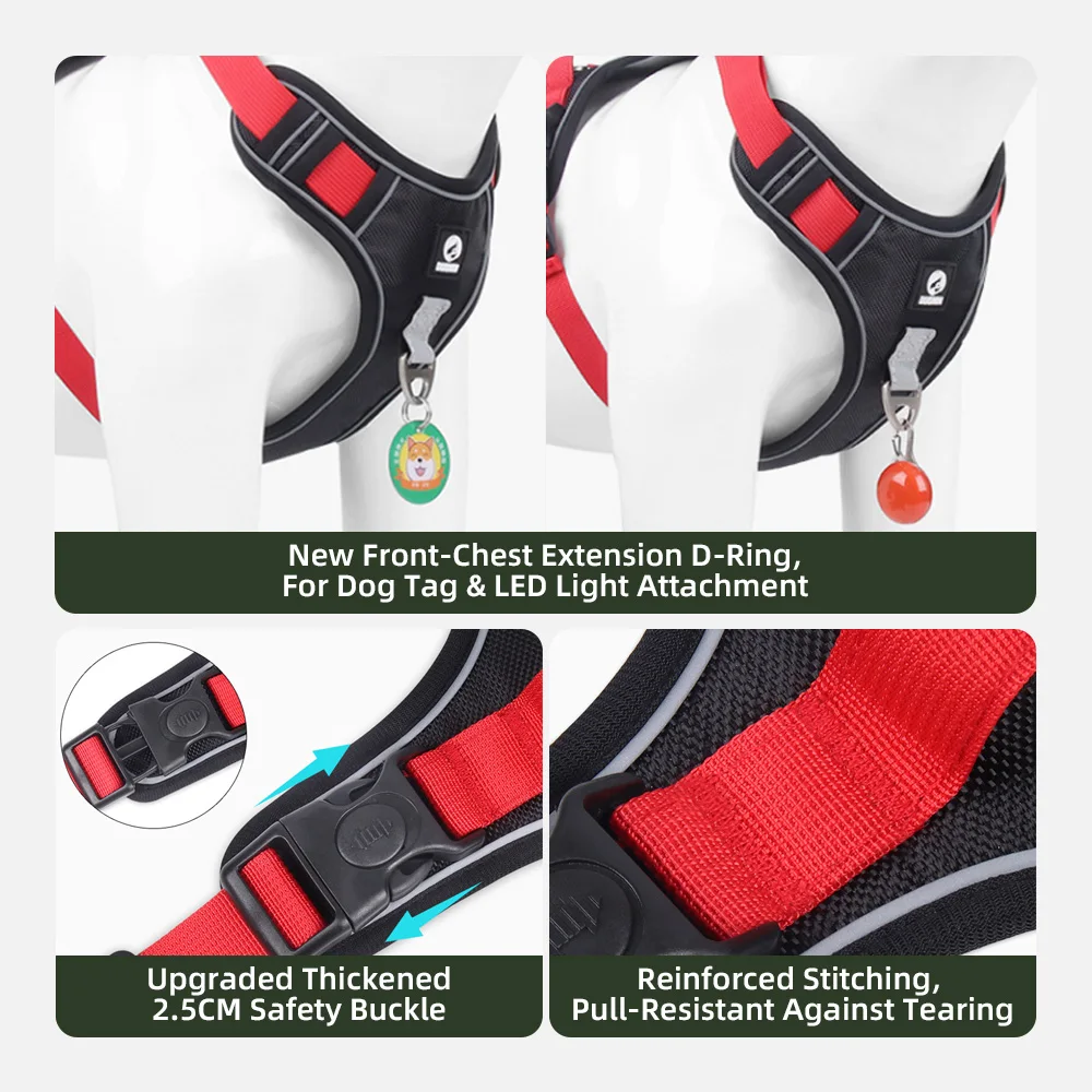 Wholesale Reflective Dog Harnesses Adjustable Breathable Sport Harness - product detail 5
