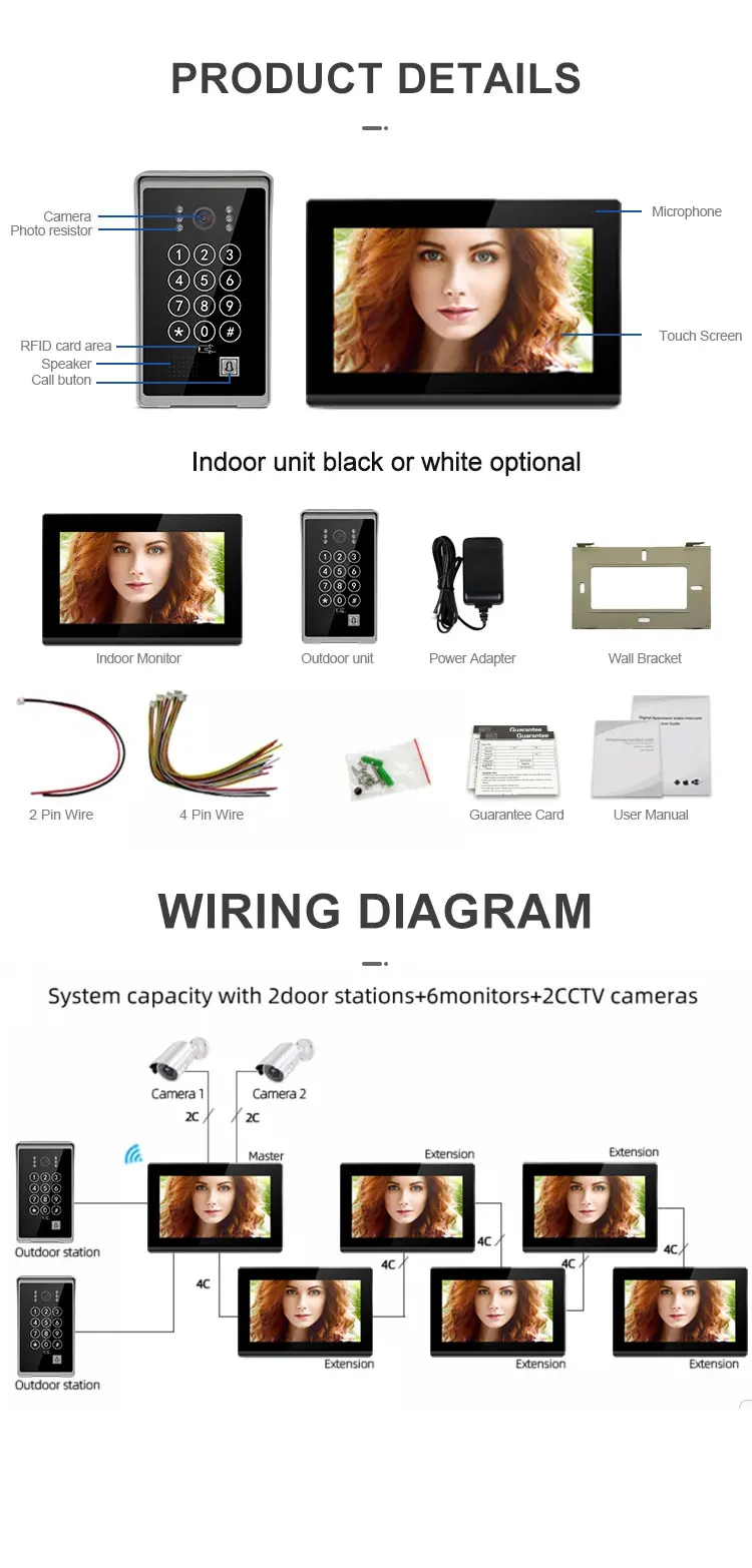 Home Security Audio System Outdoor Unit Can Be Expanded Door