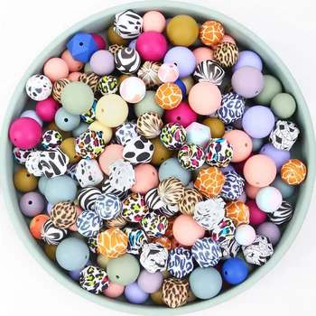 New Products Mixed Color Bulk Round Hexagon Abacus Food Grade Teething Chew Beads BPA Free Silicone Beads Wholesale