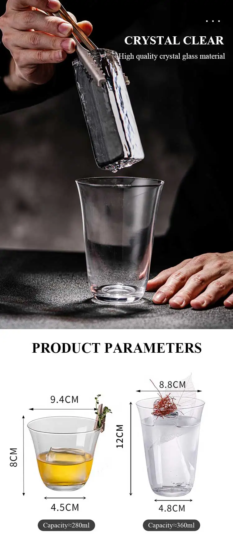 Creative Chinese Kung Fu Tea Cocktail Glasses Thin Clear Drinkware Drinking Water Whisky Highball Cocktail Glasses