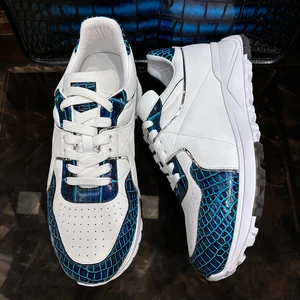 Hot-selling Crocodile Leather Sports Shoes for Men Fashion Sneakers Rubber Sole Walking Men's Leather Shoes Casual Men Shoes
