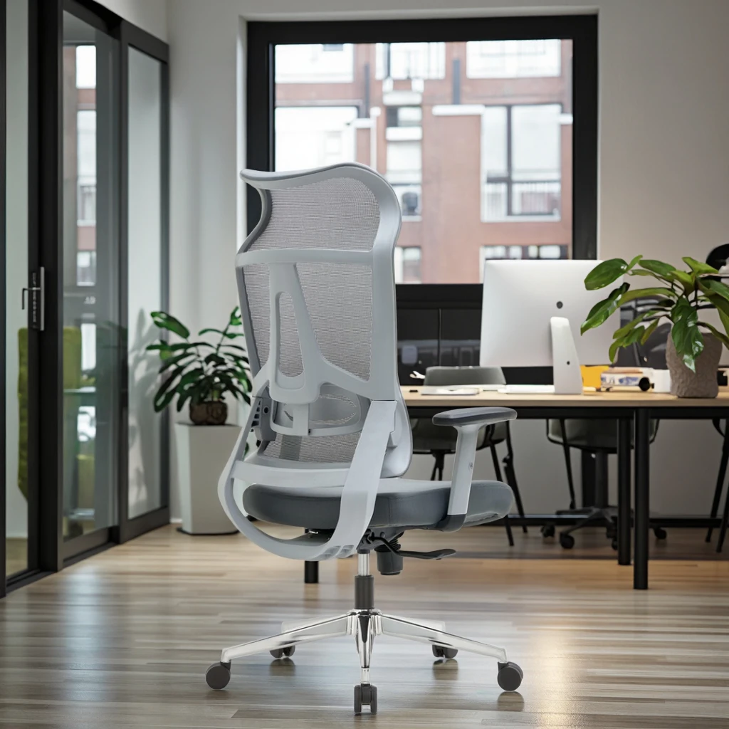 Luxury Conference Executive Ergonomic Mesh PU Office Chairs Modern Design Multi-Function Fixed Armrest Synchronous Tilt 6