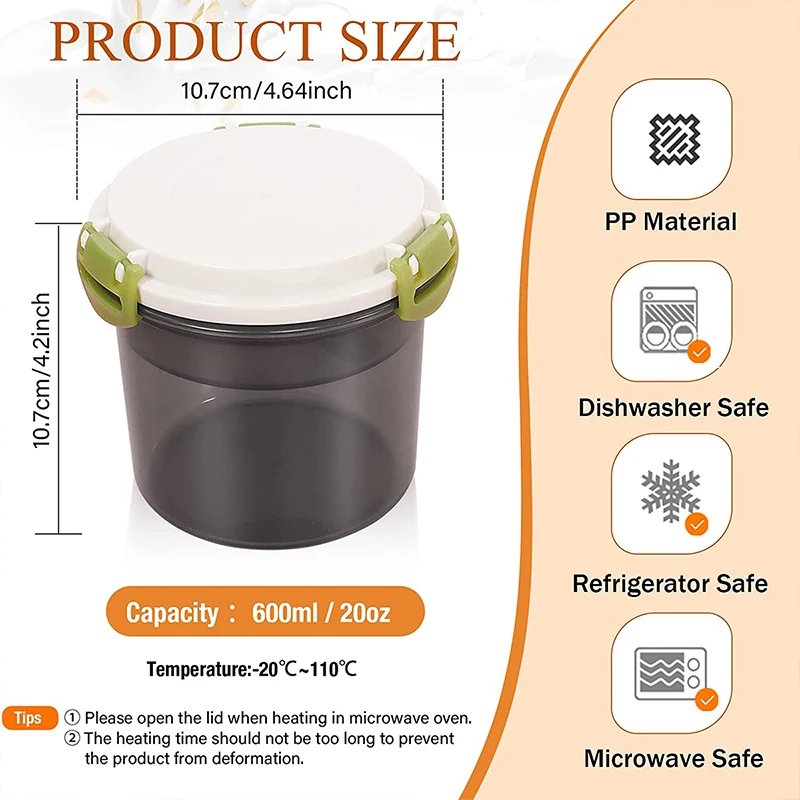 Portable Plastic Salad Pod All-In-One Container With Leak Proof Oats Container Reusable Keep It Good Salad Bowl Meal Prep Kitchen Gadgets