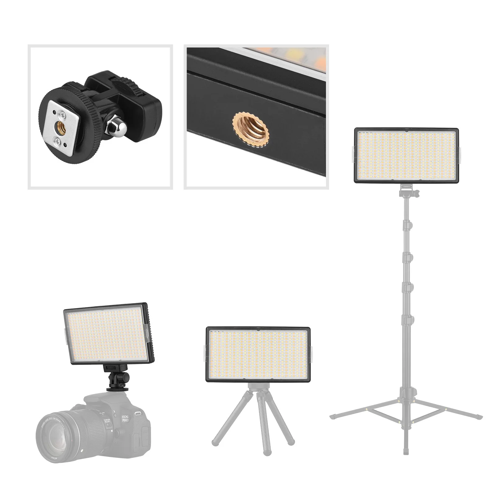 LED-416 LED lumière vidéo professionnelle sur la caméra panneau de lumière de photographie 416PCS LED bicolores température 3200-5600K