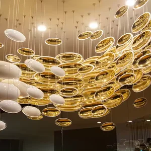 Customizable Design Ceiling Lamp Wedding Decor Golden Customized Glass Hotel Project Chandelier Light