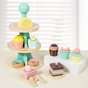EDULAND Three-Layer Home-Known Pretend Play Kitchen Rack Children's Toy for Afternoon Tea Simulating Ice Cream Cake