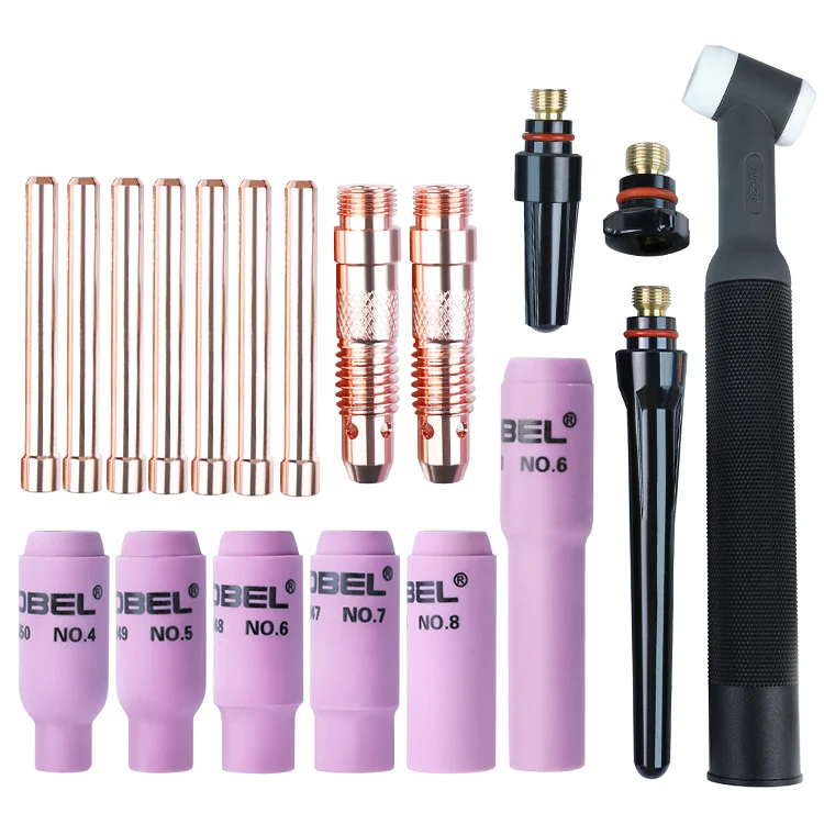 WP17/WP18/WP26 TIG Accessories Set Copper Ceramic Nozzle Welding Torch Parts Gun Components for Stainless Steel Fabrication