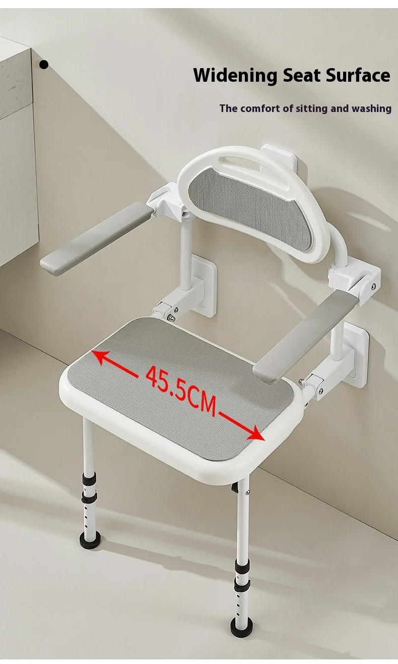 product wall mounted shower chair for elderly or disabled bathroom folding stool seat with rehabilitation therapy supplies-11