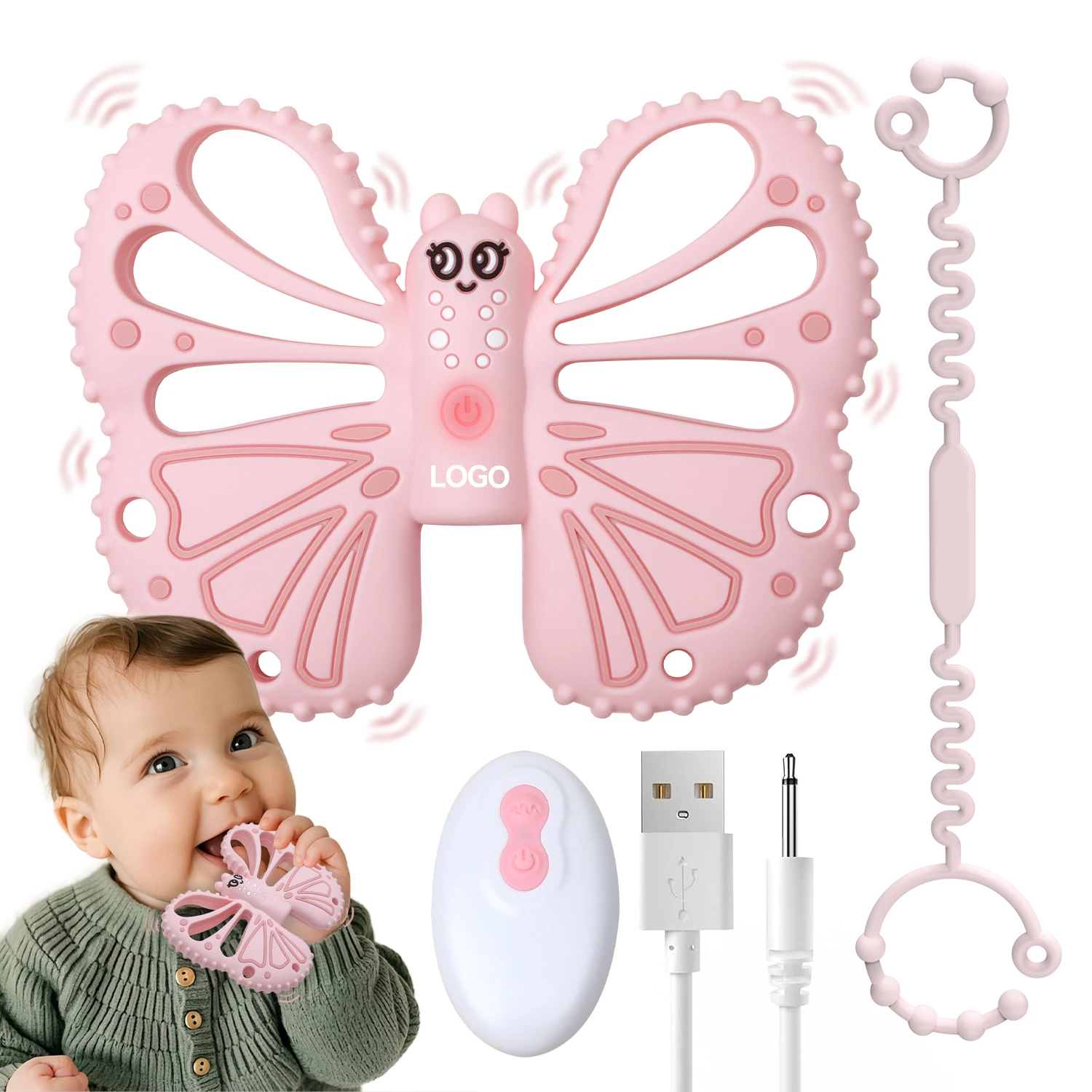 Autism Vibrating Sensory ChewToy USB Charging 3x Vibration Setting Sensory  Chewing Toy Silicone Vibrating Teethers for Baby Gift
