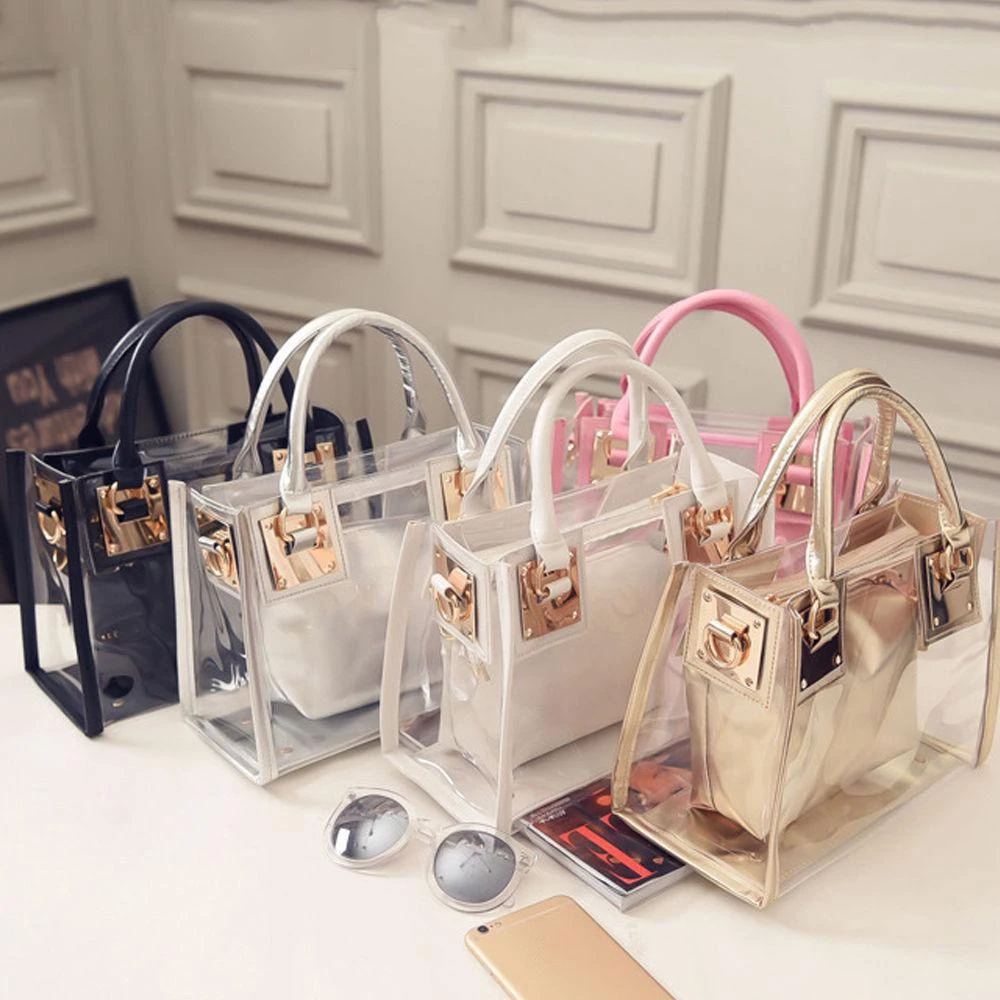 Fashion Women Transparent PVC Shoulder Bags Jelly Candy Color