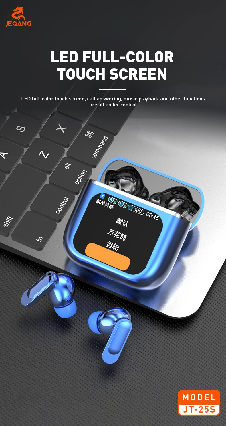 Jeqang-25S TWS LED Digital Display In-Ear for BT Earphones with ENC ANC Waterproof Function and Large Screen Display