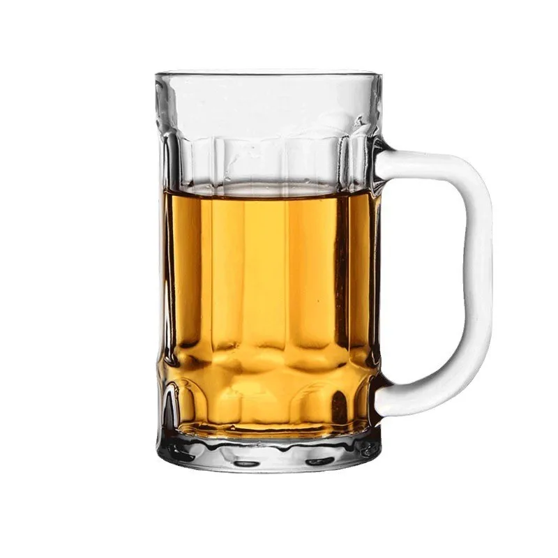 Large Capacity 300ml Classic Glass Beer Steins Transparent Beer Mug with Handle for Water Wine and Beverage for Parties