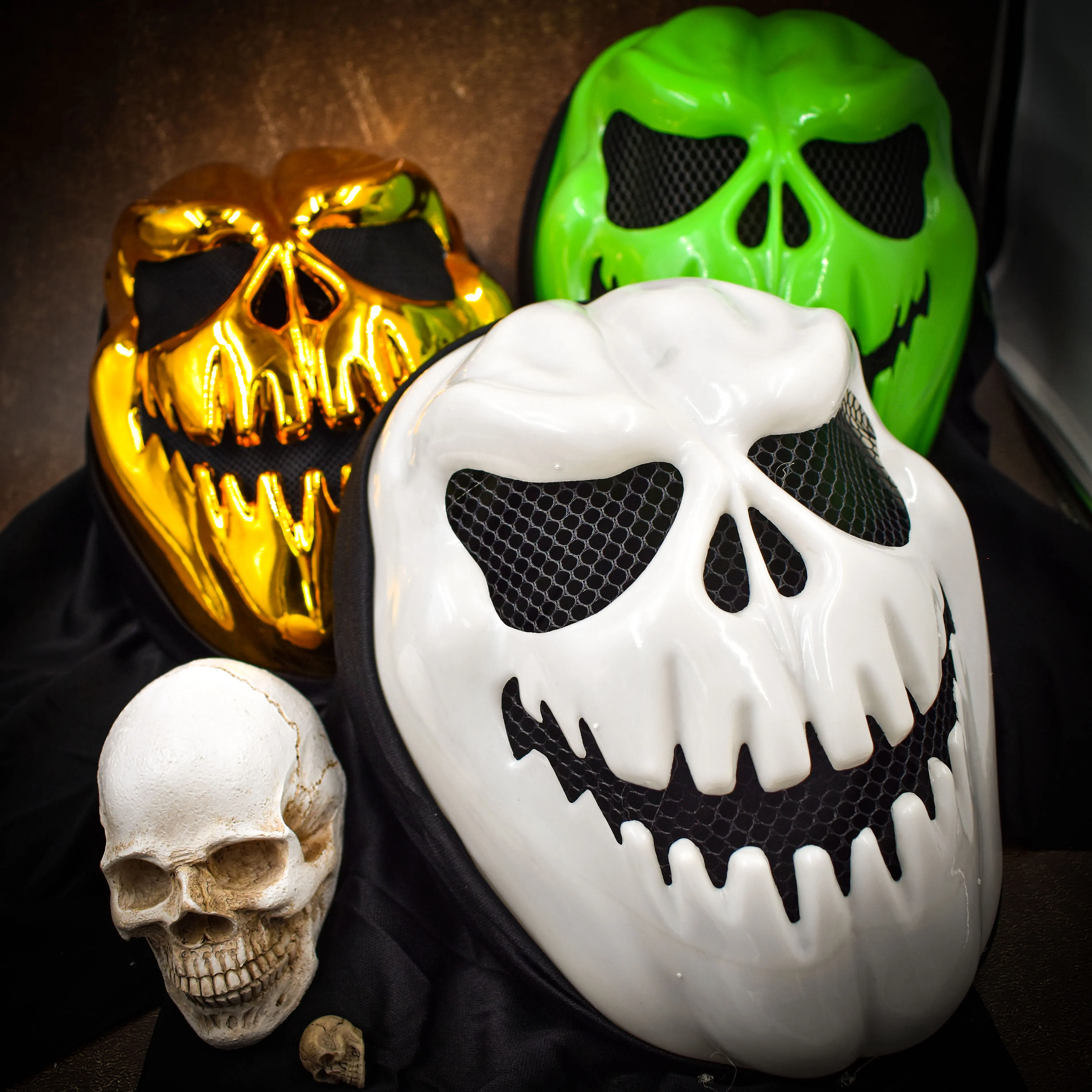 Halloween Gold Pumpkin Mask - Spooky Green Full Face Horror Mask for  Carnival and Parties, Customizable Design Available, image size:3824x3824