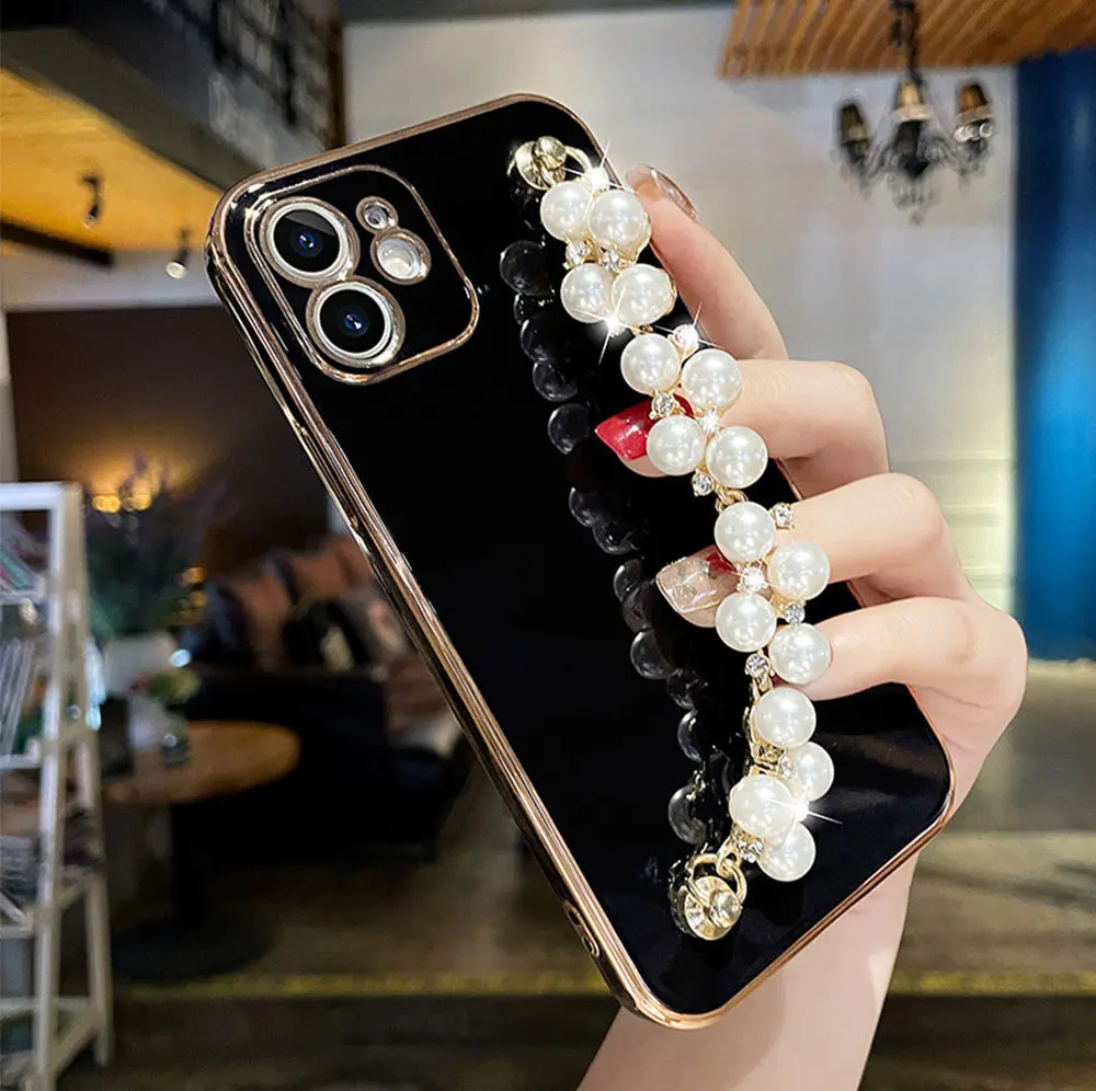 Chain Phone Case For Iphone X 7 8 10 11 12 13 14 15 Max Pro Plus Crossbody Flower Pearl Sjk181 Laudtec manufacture
