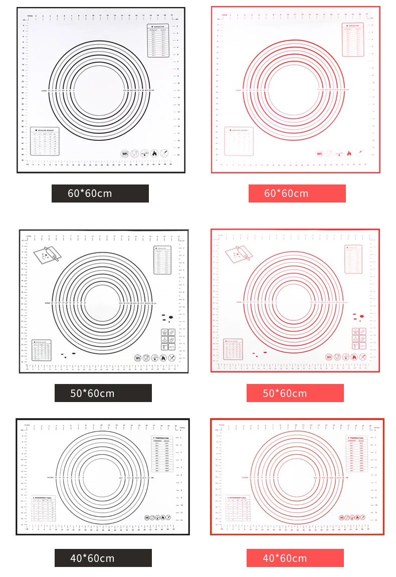 Non-Stick Silicone Baking Mat, Reusable Pastry Mat for Baking, Heat Resistant Dough Rolling Mat, Kitchen Bakeware Tool for Home