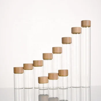 Ru Star Clear Multi-Capacity 30mm Diameter Borosilicate Glass Test Tube Bottle With Screw Bamboo Cap