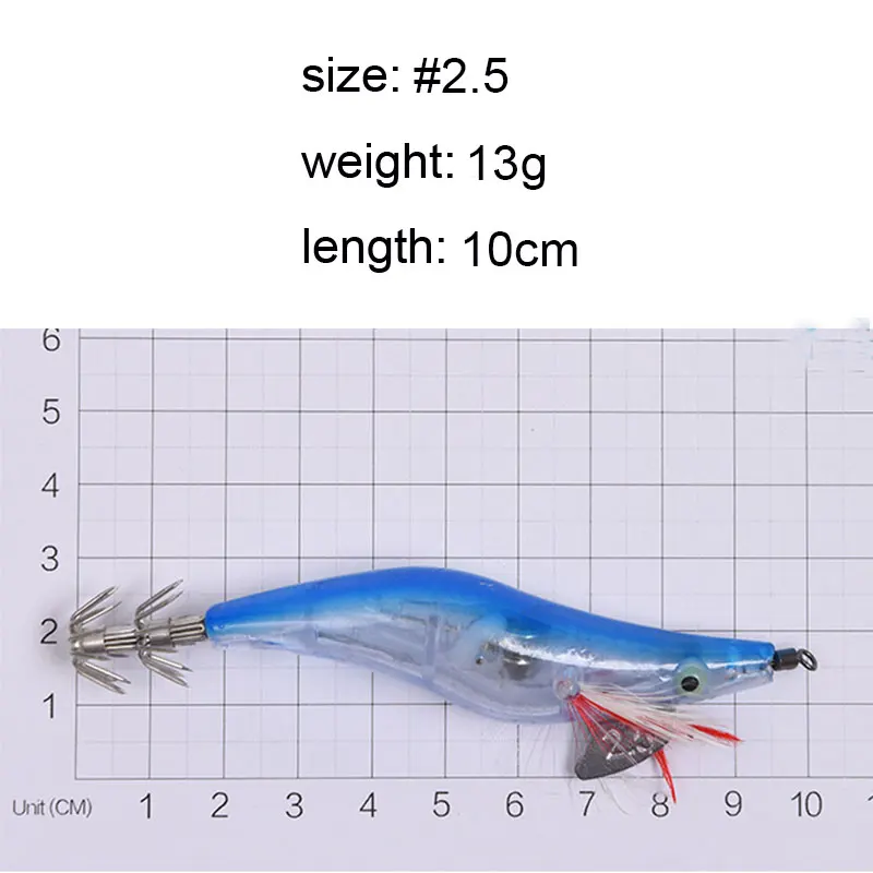 4 Colors Led Light Fishing Shrimp Bait Set,Lighted Squid Jig Hooks,  Simulation Prawn Lures Squid Crawfish Bass Jig Lures with Enhanced Hook for