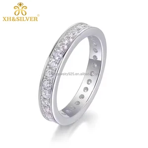 2026 High Quality Platinum Plated 925 Silver 1.2mm 1.5mm 2mm Brilliant Cut All Vvs Diamond Engagement Moissanite Rings for Women