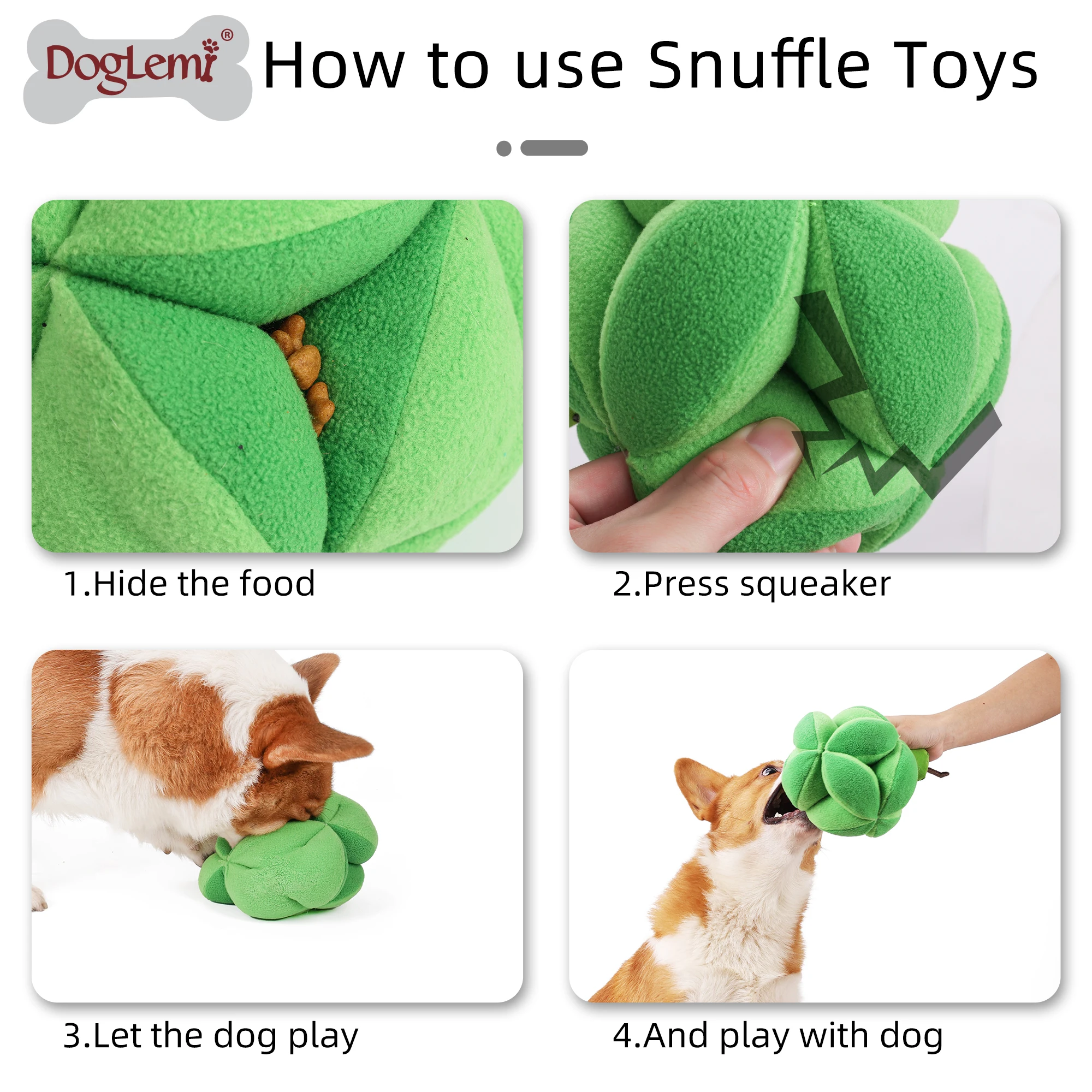 Interactive Broccoli Design Dog Toy Durable Small Medium Funny Squeakers Best Pet Carton Packaging Lovely Simple Cartoon Style