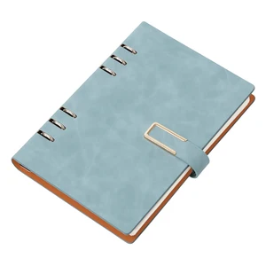 Low MOQ Wholesale U-shaped Buckle A4 B5 A5 A6 PU Loose-leaf Notebook with Pen Holder