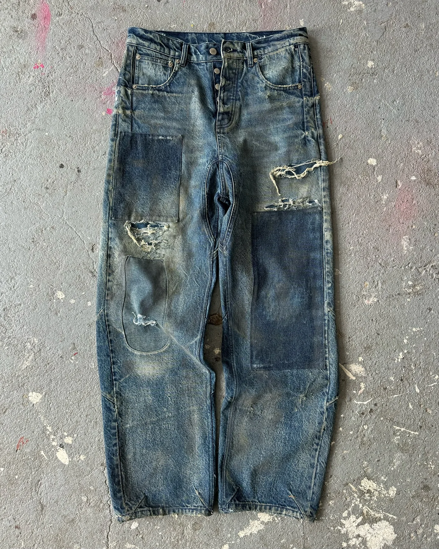 Salati Jeans Trousers Manufacturer Y2K Classic Selvedge Patchwork Straight Fit Wash Distressed Vintage Jeans Denim Pants for Men gallery 7